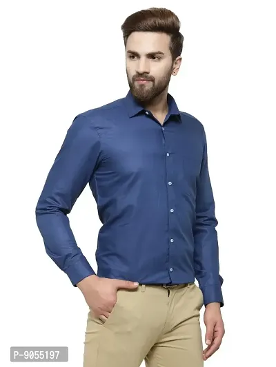 RG DESIGNERS Solid Slim Fit Formal Shirt (42, NAVYBLUE)-thumb2