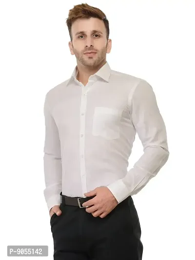 RG DESIGNERS Cotton White Solid Slim Fit Formal Shirt-thumb4