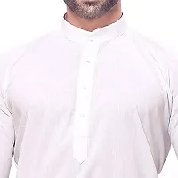 RG Designers Men's Plain White Cotton Blended Kurta Pajama Set-thumb4