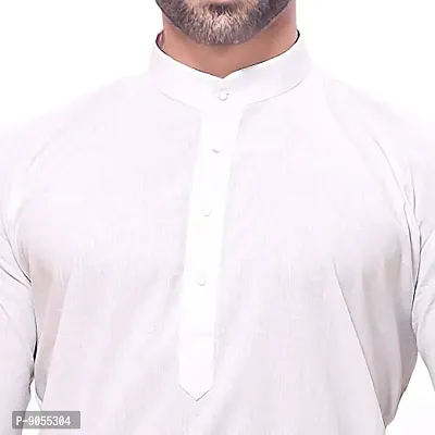 RG Designers Men's Plain White Cotton Blended Kurta Pajama Set-thumb5