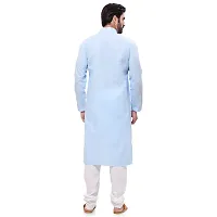 RG Designers Men's Cotton Kurta Pajama Set (44, LightBlue)-thumb2