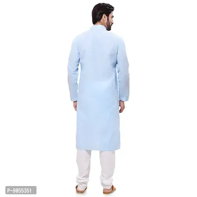 RG Designers Men's Cotton Kurta Pajama Set (44, LightBlue)-thumb3