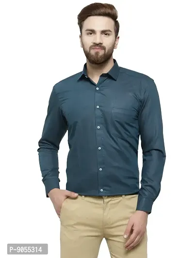 RG DESIGNERS Solid Slim Fit Formal Shirt (38, Dblue)-thumb0