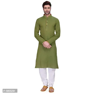 RG DESIGNERS Men's Full Sleeve Kurta Pyjama Set (36, Green)