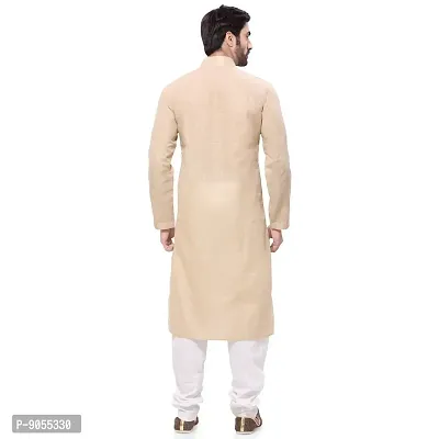 RG Designers Men's Cotton Kurta Pajama Set (36, Beige)-thumb3