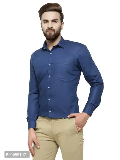 RG DESIGNERS Solid Slim Fit Formal Shirt (42, NAVYBLUE)-thumb3