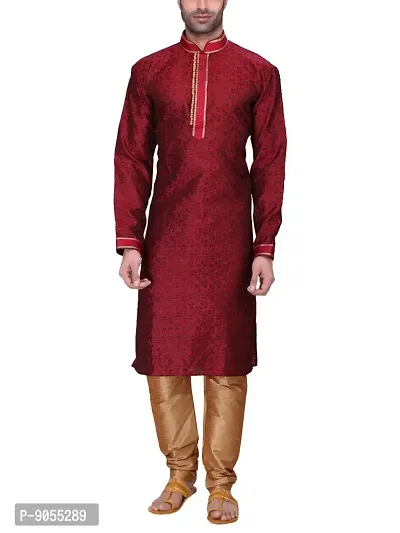 RG Designers Self Textured Kurta Set For Mens