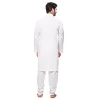 RG Designers Men's Plain White Cotton Blended Kurta Pajama Set-thumb2