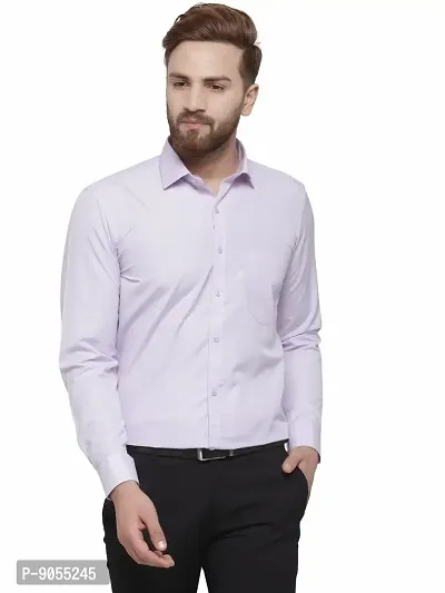 RG DESIGNERS Light Purple Solid Slim Fit Full Sleeve Cotton Formal Shirt (42)