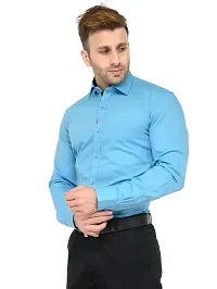 RG DESIGNERS Light Blue Solid Slim Fit Formal Shirt-thumb3