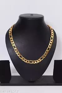 Pitaamaareg; Stylish Trendy Exclusive Gold plated chain for boys and Men Gold-plated Plated Brass Chain(22 Inch)Water And Sweat Proof Jawellery With Free Gift.-thumb1