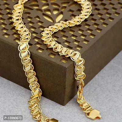 Pitaamaareg; Stylish Trendy Exclusive Gold plated chain for boys and Men Gold-plated Plated Brass Chain(20 Inch)Water And Sweat Proof Jawellery With Free Gift.-thumb4