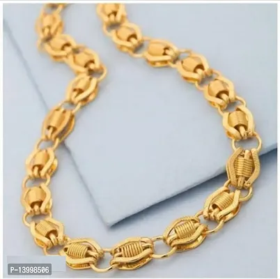 Pitaamaareg;  1 Gram Gold plated Chain For Boys and Man Alloy, Stainless Steel Chain Gold-plated Plated Alloy Chain (20 Inch)Water And Sweat Proof Jawellery With Free Gift.-thumb0