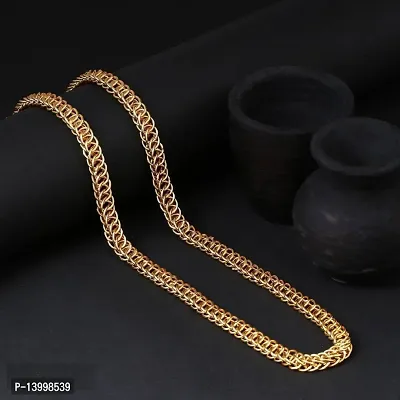 Pitaamaareg;  gold plated brass snake chain for men and women  Gold-plated Plated Brass Chain (20 Inch)Water And Sweat Proof Jawellery With Free Gift.-thumb4