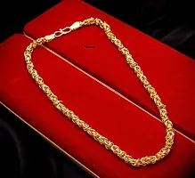 Pitaamaareg;  gold plated brass snake chain for men and women  Gold-plated Plated Brass Chain (20 Inch)Water And Sweat Proof Jawellery With Free Gift.-thumb2