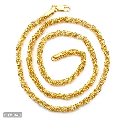 Pitaamaareg;  gold plated brass snake chain for men and women  Gold-plated Plated Brass Chain (20 Inch)Water And Sweat Proof Jawellery With Free Gift.-thumb4