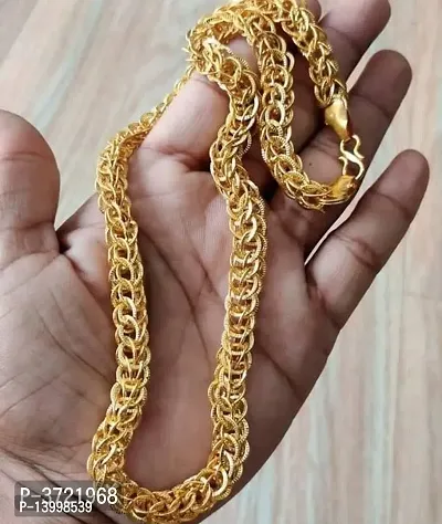 Pitaamaareg;  gold plated brass snake chain for men and women  Gold-plated Plated Brass Chain (20 Inch)Water And Sweat Proof Jawellery With Free Gift.-thumb2