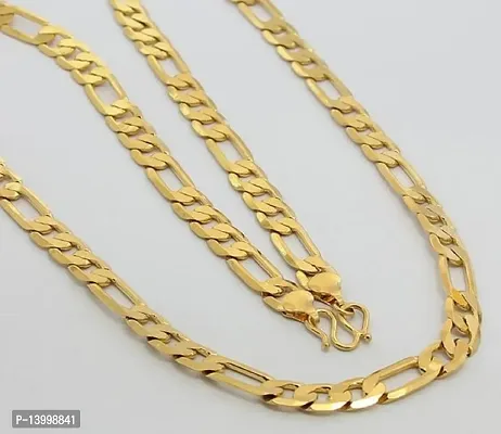 Pitaamaareg;  Men's 14k Solid Yellow Gold Figaro  Chain Necklace - Gold chain, figaro chains, real Gold chain (22 Inch)Water And Sweat Proof Jawellery With Free Gift.-thumb0