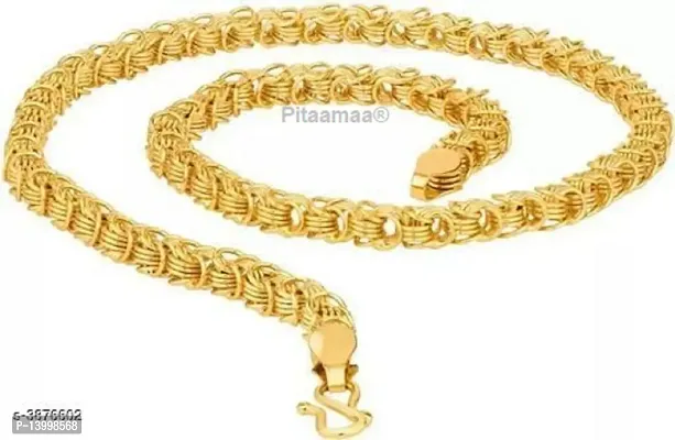 Pitaamaareg;  One Gram Gold Plated Brass Chain  for men Gold-plated Plated Brass Chain (20 Inch)Water And Sweat Proof Jawellery With Free Gift.-thumb4