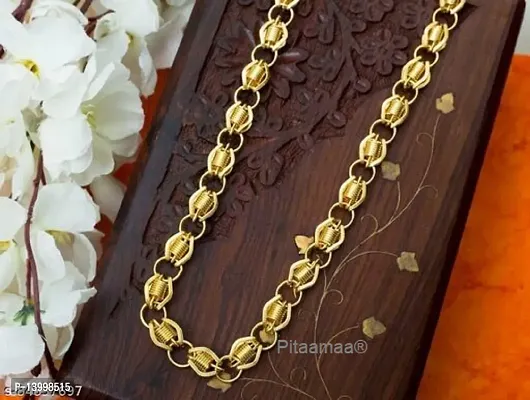 Pitaamaareg;  Stylish  Trendy Most Popular Beautiful Design Golden light Gold Plated Chain Gold-plated Plated Alloy Chain (20 Inch)Water And Sweat Proof Jawellery With Free Gift.-thumb4