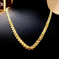 Pitaamaareg; Golden Chain For Boys Stylish Neck Chain Mens Jewellery Gold Chain For Men Boys Gold-plated Plated Brass Chain (20 Inch)Water And Sweat Proof Jawellery With Free Gift.-thumb1
