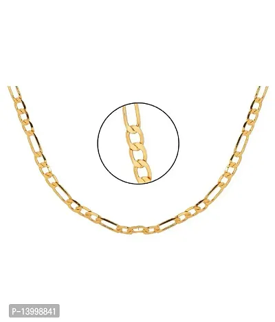 Pitaamaareg;  Men's 14k Solid Yellow Gold Figaro  Chain Necklace - Gold chain, figaro chains, real Gold chain (22 Inch)Water And Sweat Proof Jawellery With Free Gift.-thumb4