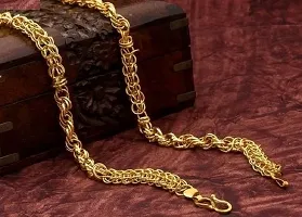 Pitaamaareg;  1 Gram Gold plated Chain For Boys and Man Gold-plated Plated Brass Chain (20 Inch)Water And Sweat Proof Jawellery With Free Gift.-thumb1