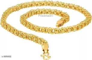 Pitaamaareg;  1 Gram Gold plated Chain For Boys and Man Gold-plated Plated Brass Chain (20 Inch)Water And Sweat Proof Jawellery With Free Gift.-thumb2