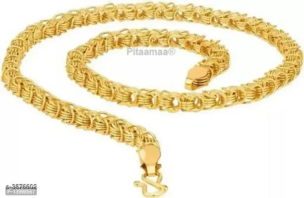 Pitaamaareg;  1 Gram Gold plated Chain For Boys and Man Gold-plated Plated Brass Chain (20 Inch)Water And Sweat Proof Jawellery With Free Gift.-thumb3