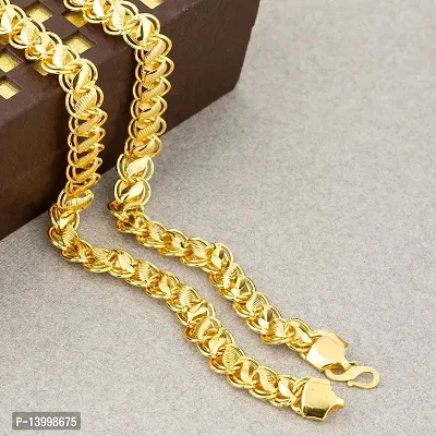 Pitaamaareg; Golden Chain For Boys Stylish Neck Chain Mens Jewellery Gold Chain For Men Boys Gold-plated Plated Brass Chain (20 Inch)Water And Sweat Proof Jawellery With Free Gift.-thumb0