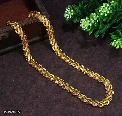Pitaamaareg; Fashionable Golden Chain For Boys Criss Cross Necklace Chains For Men Women Girl Gold-plated Plated Brass Chain (20 Inch)Water And Sweat Proof Jawellery With Free Gift.