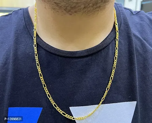 Pitaamaareg;  Stylish Lotus Inspired One gram Gold plated chain for Men Gold-plated Plated Brass Chain (22 Inch)Water And Sweat Proof Jawellery With Free Gift.