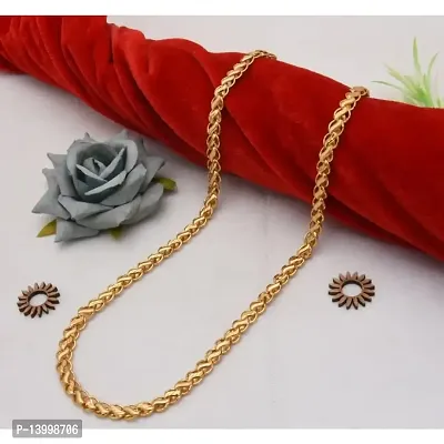 Pitaamaareg;  Long Gold-plated Plated Brass Chain (20 Inch)Water And Sweat Proof Jawellery With Free Gift.-thumb2