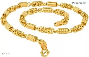 Pitaamaareg;  gold plated brass snake chain for men and women  Gold-plated Plated Brass Chain (20 Inch)Water And Sweat Proof Jawellery With Free Gift.-thumb1