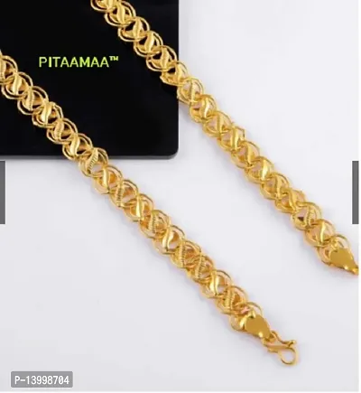 Pitaamaareg; Golden Chain For Boys Necklace Chains For Men Girls Stylish  Fancy King Design Gold-plated Plated Brass Chain (20 Inch)Water And Sweat Proof Jawellery With Free Gift.-thumb0