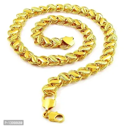 Pitaamaareg;  Stylish Lotus Inspired One gram Gold plated chain for Men Gold-plated Plated Brass Chain (20 Inch)Water And Sweat Proof Jawellery With Free Gift.-thumb2