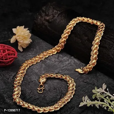 Pitaamaareg;  gold plated brass snake chain for men and women  Gold-plated Plated Brass Chain (20 Inch)Water And Sweat Proof Jawellery With Free Gift.-thumb0