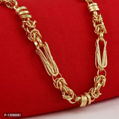 Pitaamaareg; Golden Chain For Boys Stylish Neck Chain Mens Jewellery Gold Chain For Men Boys Gold-plated Plated Brass Chain (20 Inch)Water And Sweat Proof Jawellery With Free Gift.-thumb4