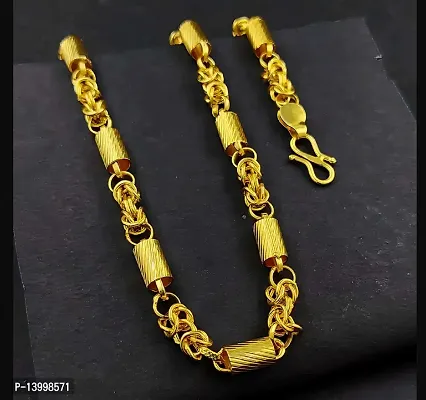 Pitaamaareg;  gold plated brass snake chain for men and women  Gold-plated Plated Brass Chain (20 Inch)Water And Sweat Proof Jawellery With Free Gift.-thumb4