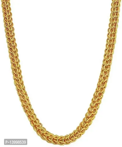 Pitaamaareg;  gold plated brass snake chain for men and women  Gold-plated Plated Brass Chain (20 Inch)Water And Sweat Proof Jawellery With Free Gift.-thumb3