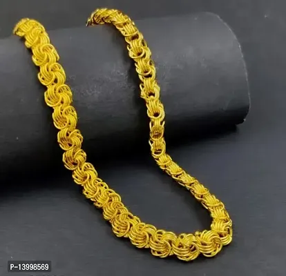 Gold plated Chain For Boys / Man Gold-plated Plated Stainless Steel, Alloy Chain Gold-plated Plated Alloy Chain (20 Inch)Water And Sweat Proof Jawellery With Free Gift.