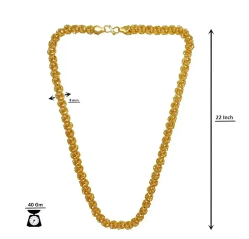 Pitaamaareg; One Gram Plated Brass Chain for men Gold-plated Plated Brass Chain (20 Inch)Water And Sweat Proof Jawellery With Free Gift.