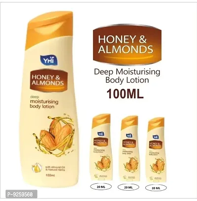 one 100 ml yhi honey almond body lotion and three 20 ml honey almond body lotion-thumb0