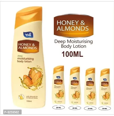 one 100 ml yhi honey almond body lotion and four 20 ml honey almond body lotion