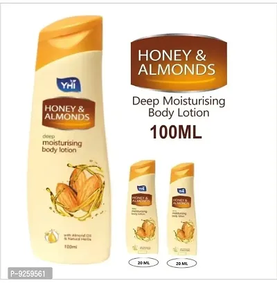 one 100 ml yhi honey almond body lotion and two 20 ml honey almond body lotion