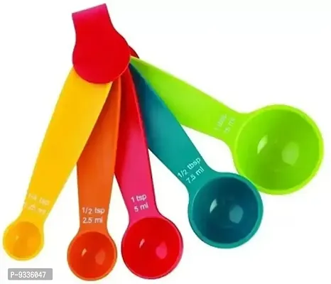 Multi Color Measurement Measuring Spoon Cups 1 Set of 5 Pieces Multi Coloured-thumb0