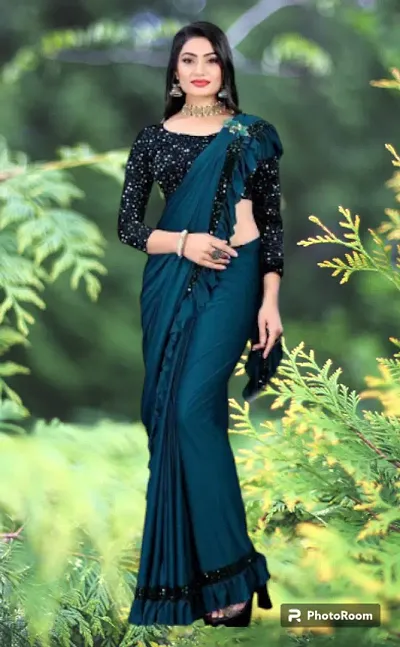 Attractive Lycra Saree with Blouse piece 