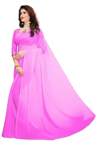 FANCYNINE Women's Georgette Casual Wear Dyed Saree with Blouse (FS279FS601, Pink)-thumb1