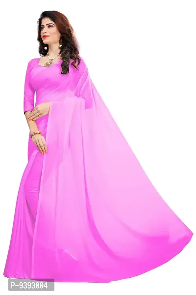 FANCYNINE Women's Georgette Casual Wear Dyed Saree with Blouse (FS279FS601, Pink)-thumb2