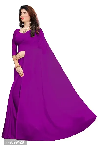 FANCY NINE light_purple Georgette Casual Wear Dyed Saree With Unstiched Blouse-thumb2